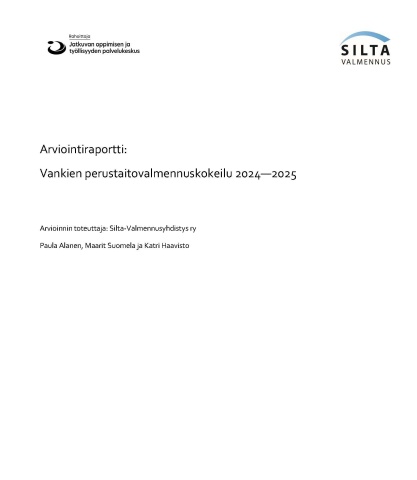 Kansikuva arviointiraportista vankien perustaitovalmennus.