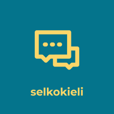 Kaksi puhekuplaa, joissa toisessa on kolme pistettä kuvaamassa keskustelun aloittamista. Alla lukee "selkokieli".