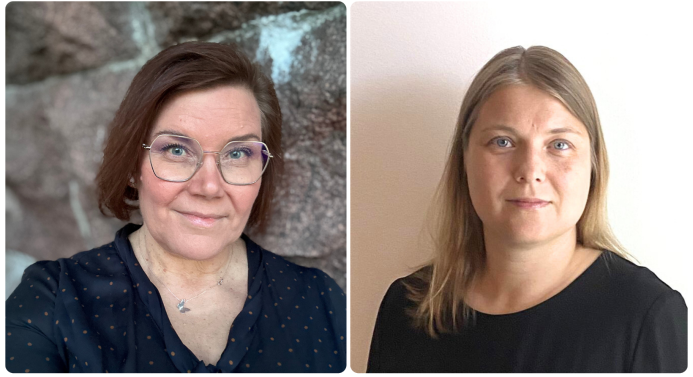 Kasvokuvat kahdesta naisesta, jotka katsovat kameraan.